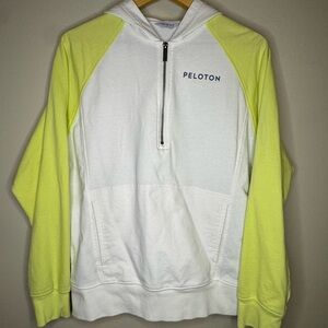 Peloton‎ Half Zip Hoodie Colorblock White & Neon Yellow Size Small